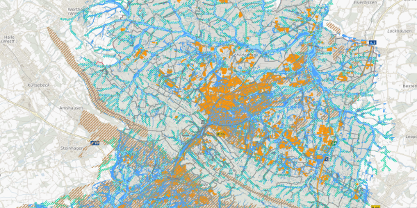 Starkregenkarte für Bielefeld