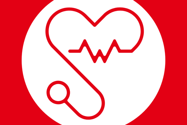 Icon Stetoskop in einem weißen Kreis.