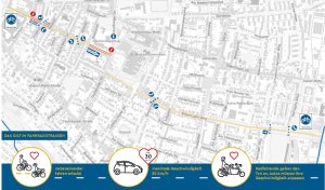 Die Grafik zeigt die Verkehrsführung der Fahrradstraße Ehlentruper Weg